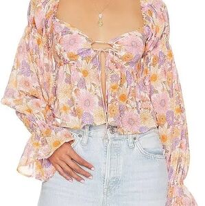 Tularosa Floral Blouse in Pink and Orange